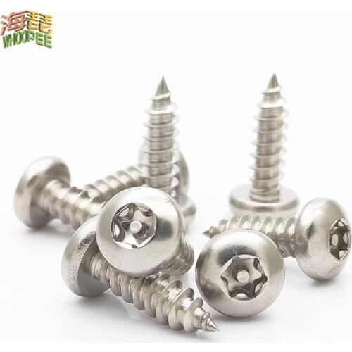M2.9 M3.5 M3.9 M4.2 M4.8 M6.3 304 A2-70 Stainless Steel Six Lobe Torx Pan Round Head with Pin Security Self-tapping Wood Screw