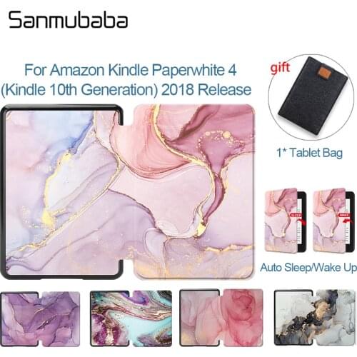 Sanmubaba Marble PU Leather Case For Amazon Kindle Paperwhite 4 10th Generation 2018 eBook Magnetic Folio Smart Protect Cover