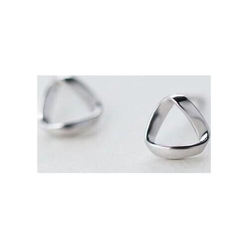 7mm Real 100% 925 Sterling Silver Fine Jewelry Twisted Triangle Geometric Stud Earrings gtle2254