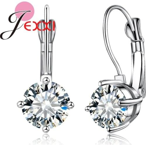 YAAMEL Young Girls 925 Sterling Silver Hoop Earrings With Shiny Crystal Fashion Ear Piercing Jewelry Brincos Bijoux Gift