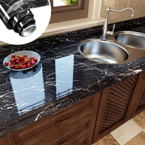 Modern Kitchen Stickers Waterproof Oil-proof Classic Marble Pattern Wall Stickers Protect Desktop Self-adhesive Marble Stickers