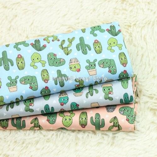 High quality thin cotton plant cactus printed fabric handmade DIY clothing dress baby clothes fabric cotton 90cmx110cm