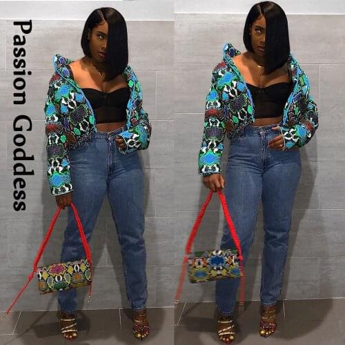 Autumn Women Printed Puffer Jacket Zipper Bubble Coats Fashion Oversized Warm Down Jackets Outcoat Stand Collar Parkas XXXL