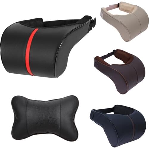 1Pc Leather Car Headrest Pillow Neck Super Soft Memory Foam Seat Support Cover Head Neck Rest Cushion Hole-digging Car Headrest