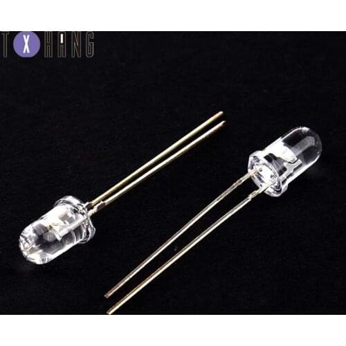 10/20/100PCS UV LED Emitting Diode 5mm Round UV Purple 365nm Super-Bright CLEAR
