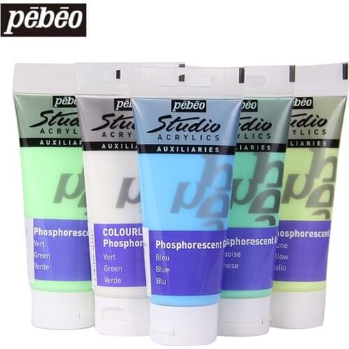100ml Pebeo Acrylic Paint Fluorescent Glow In The Dark Glowing Paints Luminous Pigment Fiber Painting For Fabric Art supplies