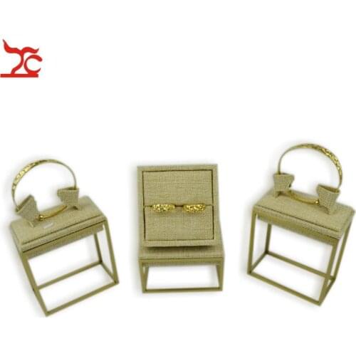 3Pcs/Lot Brand new Vertical Linen Bangle Ring Jewelry Display Stand Stainless Steel Display Stand Set 9*9*5CM