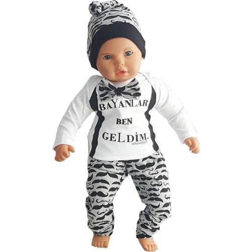 Ladies I Geldim Written 3 Pcs Baby Boy Suits kids