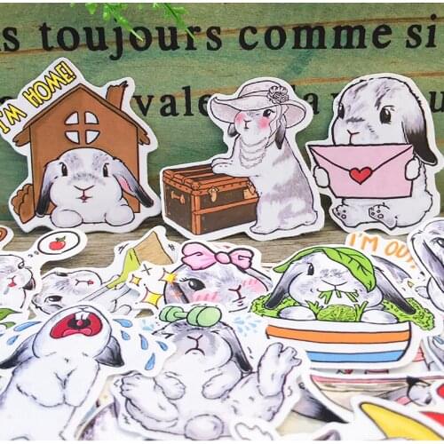 35PCS Cute rabbit Stickers Crafts And Scrapbooking stickers book Student label Decorative sticker kids toys