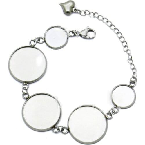 New 5pcs Stainless Steel jewelry Charms accessories Five 12mm/20mm Cabochon Base to make Diy bracelets parts findings