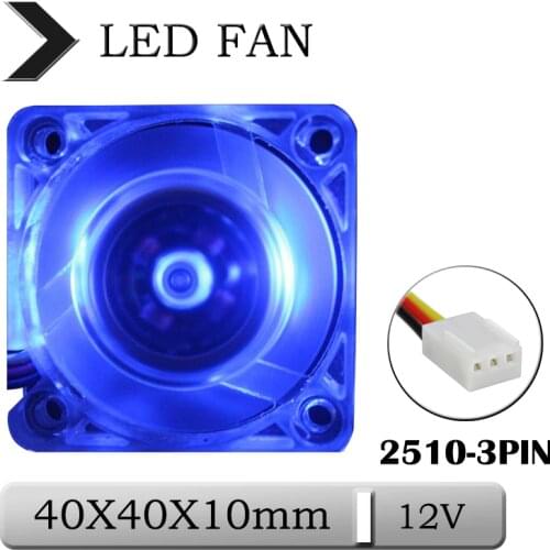 1pcs Gdstime DC 12V 40mm 40mmx10mm 4cm LED 3PIN Transparent Crystal Blue Computer Case Brushless Cooling Fan