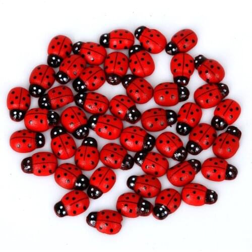 New products Wooden Buttons One-Sided Print Ladybugs No Holes/Double Holes/Perforated 50pcs/Package