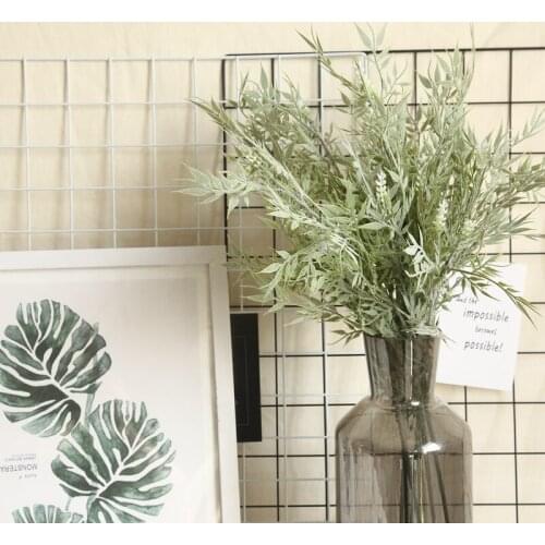 5pcs Fake Green Plants Greenery Leaves Artificial Green Bamboo Leaves for Home and Hotel Office Decoration