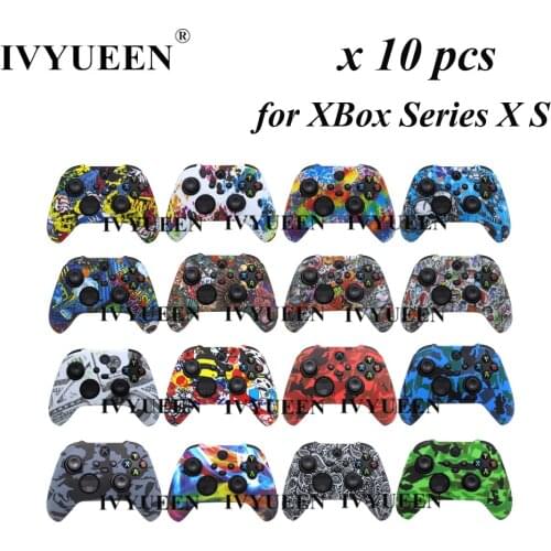 IVYUEEN 10 PCS Water Transfer Printing Protective Skin Silicone Case for XBox Series X S Controller Thumb Stick Caps Wholesale