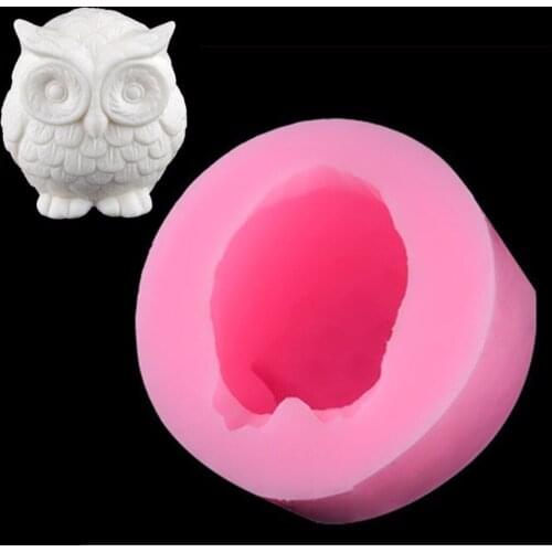 JX-LCLYL New 3D Owl Soap Mould Candles Melts Soap Crafts Silicone Mold Handmade Mold Pink
