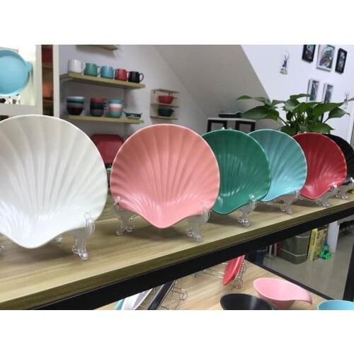 Ceramic baking tray, breakfast tray, Nordic matte glaze shell shaped plate dessert salad tray