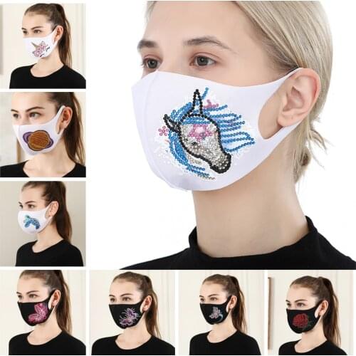 DIY 5D Mosaic Part Drill Lady Cute Face Mask Animals Diamond Painting Kit Multi-style Decorative Face Mask Keep Warm in Winter