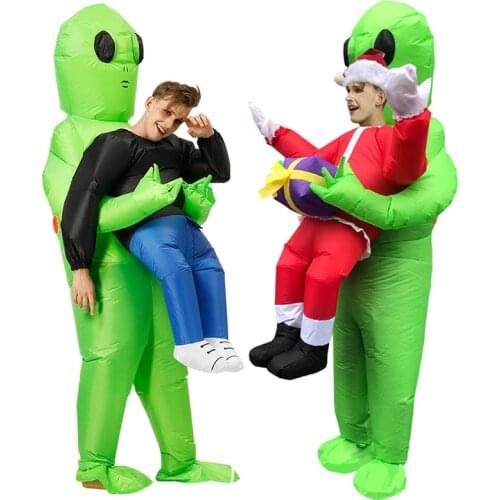 Prank Costume Alien Green Alien Carrying Human Adult Inflatable Costume Anime Cosplay For Man Funny toys squishy Alien toys
