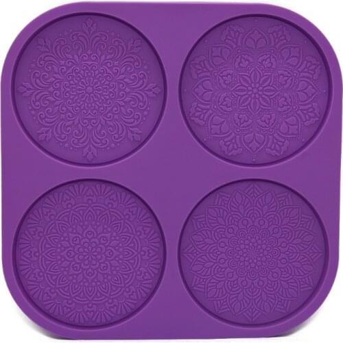 Mandala Flower Coaster Silicone Resin Mold Round Coaster Epoxy Resin Mold Craft
