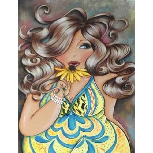 Full Round Diamond Embroidery Cartoon Comic 5D DIY Diamond Painting Cross Stitch Fat Lady Set Full Square 3D Diamond Mosaic Girl