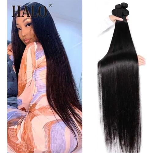 Halo 30 40 Inch Straight Hair Bundle Human Hair Bundles Hair Extension 1 3 4 Bundles Natural Colour 10A Remy Bundles Wholesalers