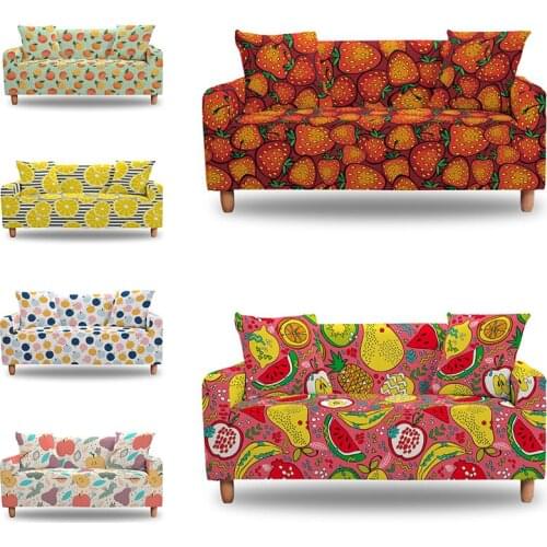 Fruit Printing Stretch Combination Sofa Cover Elastic Alll-cover Slipcover For Living Room Decor Dust-proof Corner Couch Covers