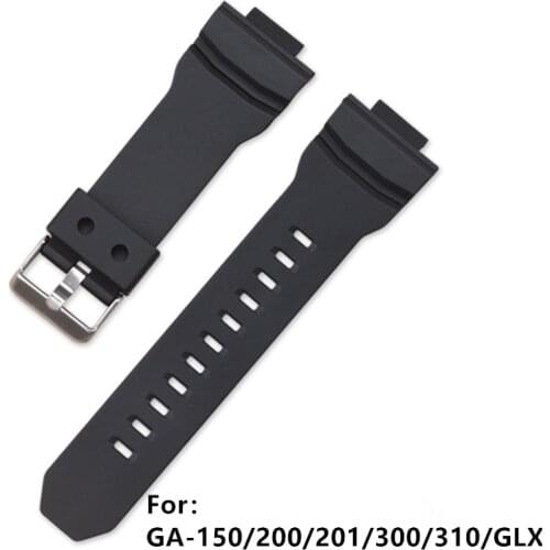 Watchband for Cas GA-150/200/201/300/310/GLX Sport Watch Band Black Soft Silicone Rubber Pin Buckle Strap for Mans Bracelet