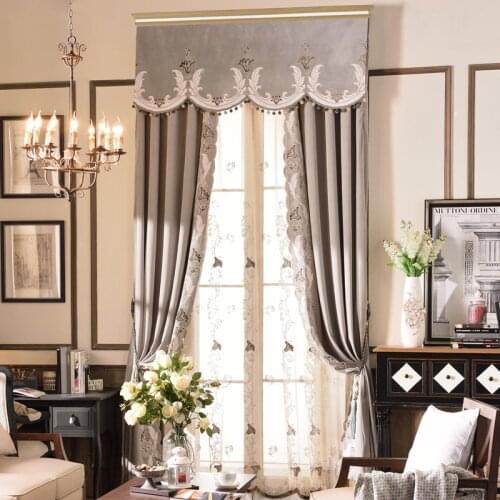 Custom curtain Luxury high-grade Retro European court thick flannel embroidery cloth blackout curtain valance sheer curtain E982