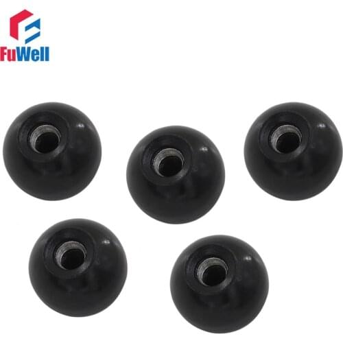 5pcs Black Bakelite Ball Lever Knob Iron Insert M6x25/M8x30/M10x35/M12x40mm Machine Tool Replacement Ball Knobs