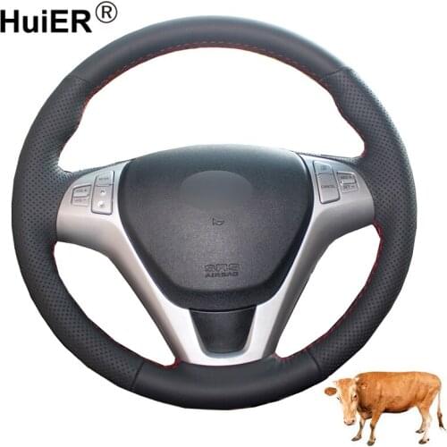 Hand Sewing Car Steering Wheel Cover Funda Volante Top Layer Cow Leather Volant For Hyundai Rohens Coupe 2009 Rohens Coupe
