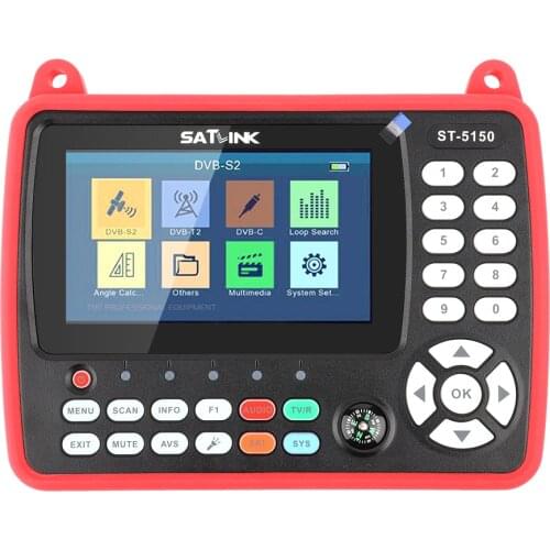 SATLINK ST-5150 DVB-S2/T2/C COMBO HD Satellite Finder Meter H.265 HEVC MPEG-4 Supports QPSK 8PSK 16APSK 4.3 Inch TFT LC