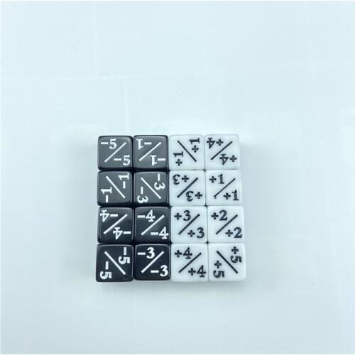 100/200pcs Dice Counters 5 Positive +1/+1 & 5 Negative -1/-1 For Magic The Gathering Table Game Funny Dices White Black Teaching