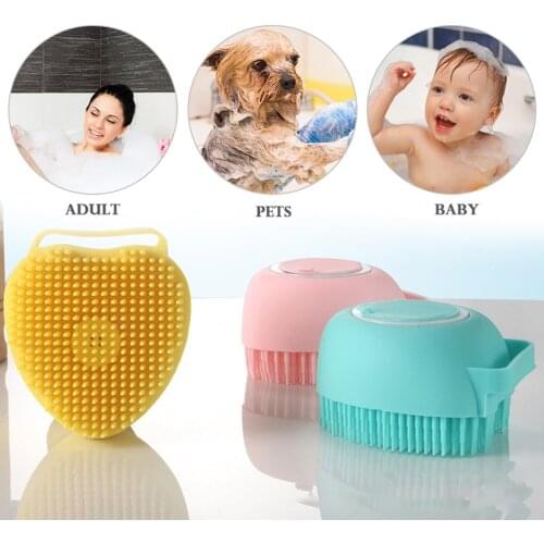 Pet Dog Shampoo Massager Brush Cat Massage Comb Grooming Scrubber Shower Brush for Bathing Short Hair Soft Silicone Brushes