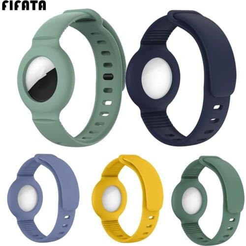 FIFATA For AirTags Locator Tracker Silicone Strap Smart Bracelet For Apple Air-tag Protective Watchband Accessories Correas