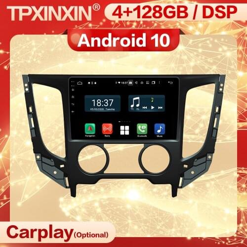 4+128G Carplay 2 Din Android 10 Stereo Receiver For Mitsubishi TRITON 2016 2017 2018 2019 Manual BT Radio Audio Player Head Unit