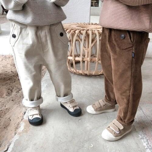 Warm casual pants 2019 Korean winter childrens clothing plus velvet pants new boys and girls toddlers girls loose fit