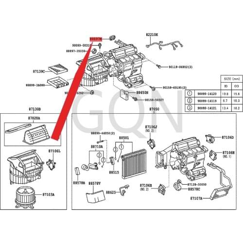 Seal (for heater tube) 2009-Toy ota MAR KXC ROW NLA NDC RUI SER PRA DO cooling and heating fan sealing rubber ring