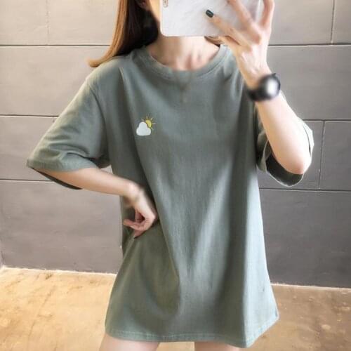 2021 Wommer New Fashion Loose T-Shirt Short Sleeve Summer Print Simple Student Couple Round Neck Top