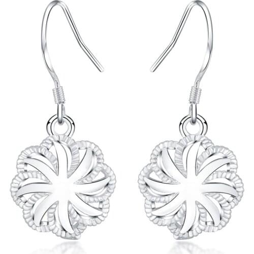 Wholesale cute lady for women silver color earrings party gift girl fashion classic jewelry charms wedding LE013