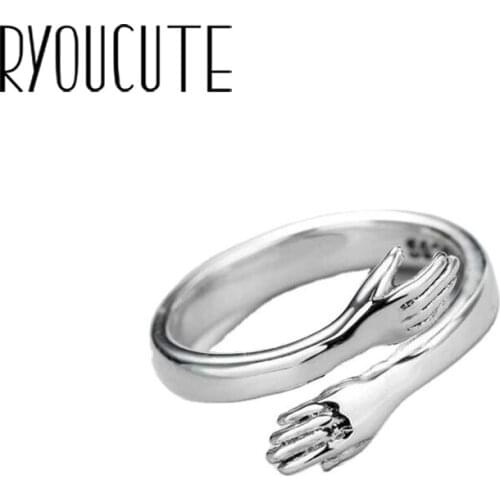 Luxury Brand Big Hand Hug Rings For Women Wedding Statement Jewelry Valentines Gifts Lover Finger Ring aneis