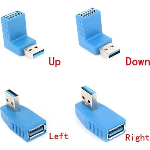 1pc 90 Degree Left Right Angled USB 3.0 A Male To Female Adapter Connector For Laptop PC