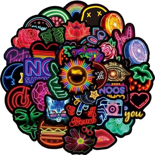 10/30/50/100PCS Neon Light Graffiti Stickers Decal Laptop Guitar Motorcycle Phone Luggage Car DIY Cartoon Sticker For Kids Toys