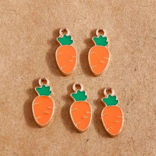 10pcs 7*15mm Fashion Carrots Pendants Enamel Charms for Jewelry Making Bracelets Necklace Charms DIY Findings