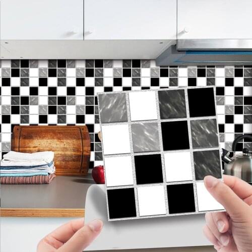 10pcs Crystal Imitation Tiles Wall Sticker Self-adhesive Kitchen Bathroom Tile Sticker Wallpaper Waterproof Decals for Furniture