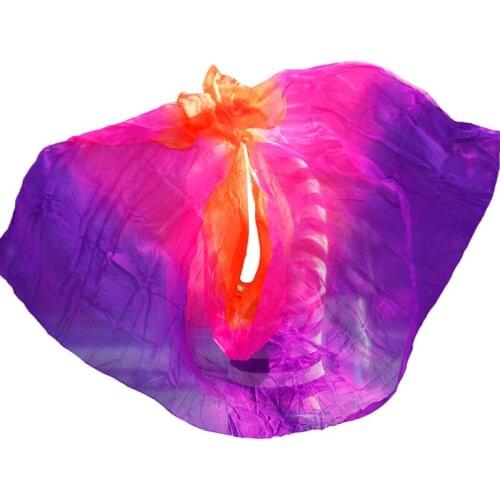 100% Real Silk Veils Customized Handmade Dyed Scarf Shawl Pure Natural Veils Dance Stage Performance Props Belly Dance Accessory