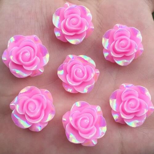 19mm 10PCS AB Resin Flower Flat back Cabochons for Hair Bow Center, Phone Decoration DIY -E654