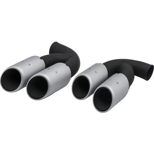 2Pcs Sports Tail Pipes For Porsche Cayenne V8 GTS TURBO S V8 2010-2014 Dual Pipe Quad Tips for Type 92A Stainless Steel Black