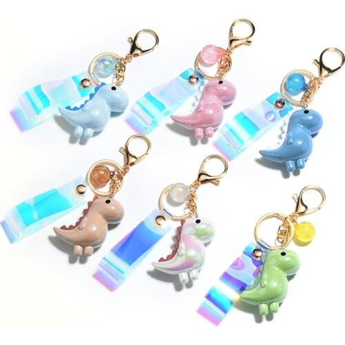 2020 Acrylic Dinosaur Keychain Car Bag Charm Pendant Key Chain Ring Creative Anime Doll Keyring Gift