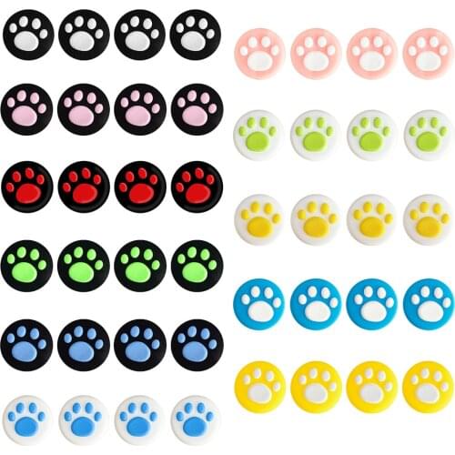 4pcs Cute Cat Paw Silicone Thumb Stick Cover Caps for Nintendo Switch Controller Thumbstick Protector Games Accessories