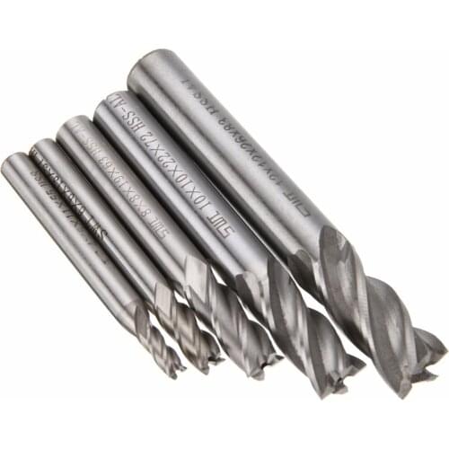5pcs/set Straight Shank End Mill Cutter 4 Flute HSS Drill Bit 4/6/8/10/12mm For CNC Milling Tool